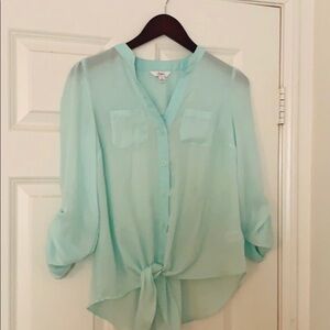 21. Candi’s front tie blouse Aqua